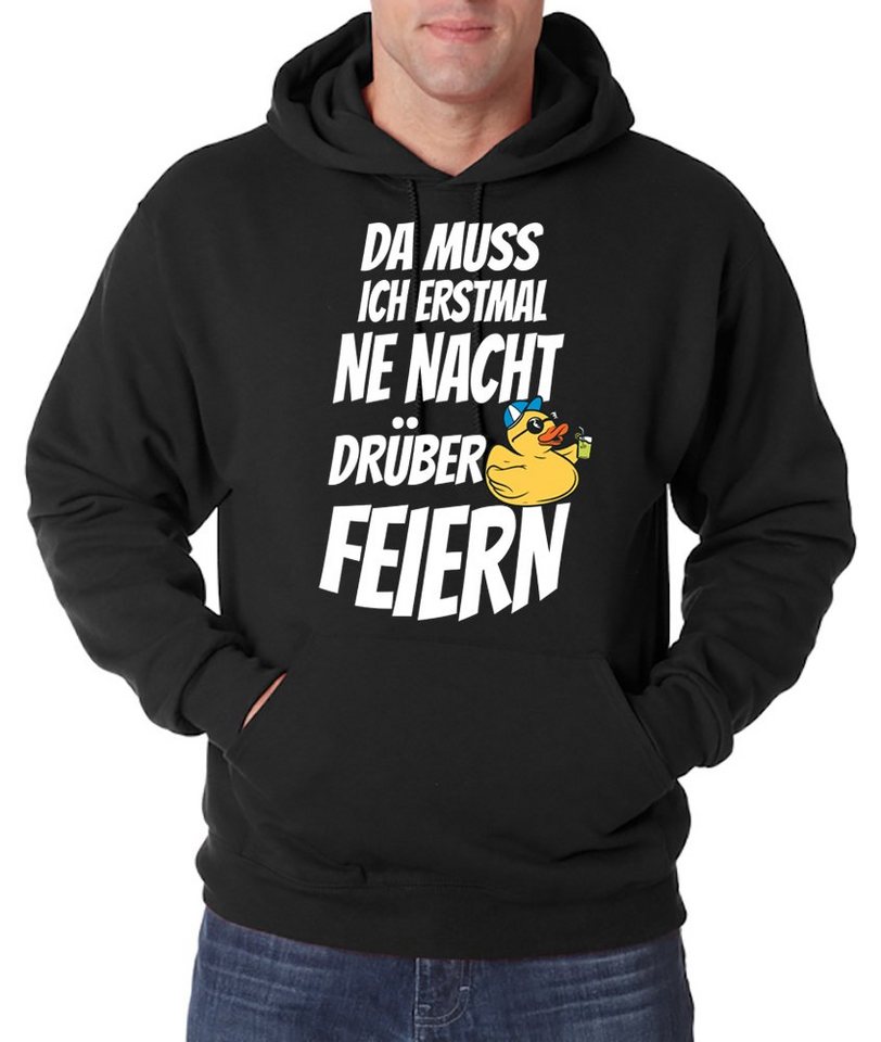 Youth Designz Kapuzenpullover DA MUSS ICH ERSTMAL NE NACHT DRÜBER FEIERN Herren Hoodie Pullover mit Trendigem Party Frontdruck von Youth Designz