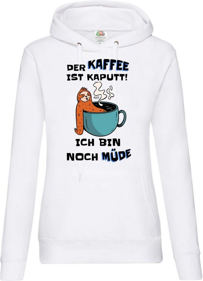 Youth Designz Kapuzenpullover DER KAFFEE IST KAPUTT! ICH BIN NOCH MÜDE Damen Hoodie Pullover mit Trendigem Frontdruck von Youth Designz