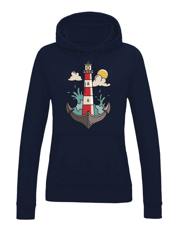 Youth Designz Kapuzenpullover Damen Hoodie Pullover "Anker Leuchtturm" lustig Statement Geschenk mit witzigen Fun-Print für Frauen als Geschenk von Youth Designz