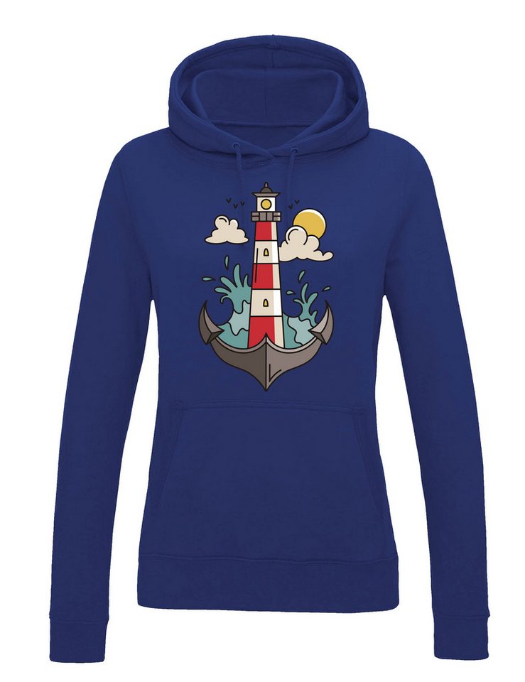 Youth Designz Kapuzenpullover Damen Hoodie Pullover "Anker Leuchtturm" lustig Statement Geschenk mit witzigen Fun-Print für Frauen als Geschenk von Youth Designz