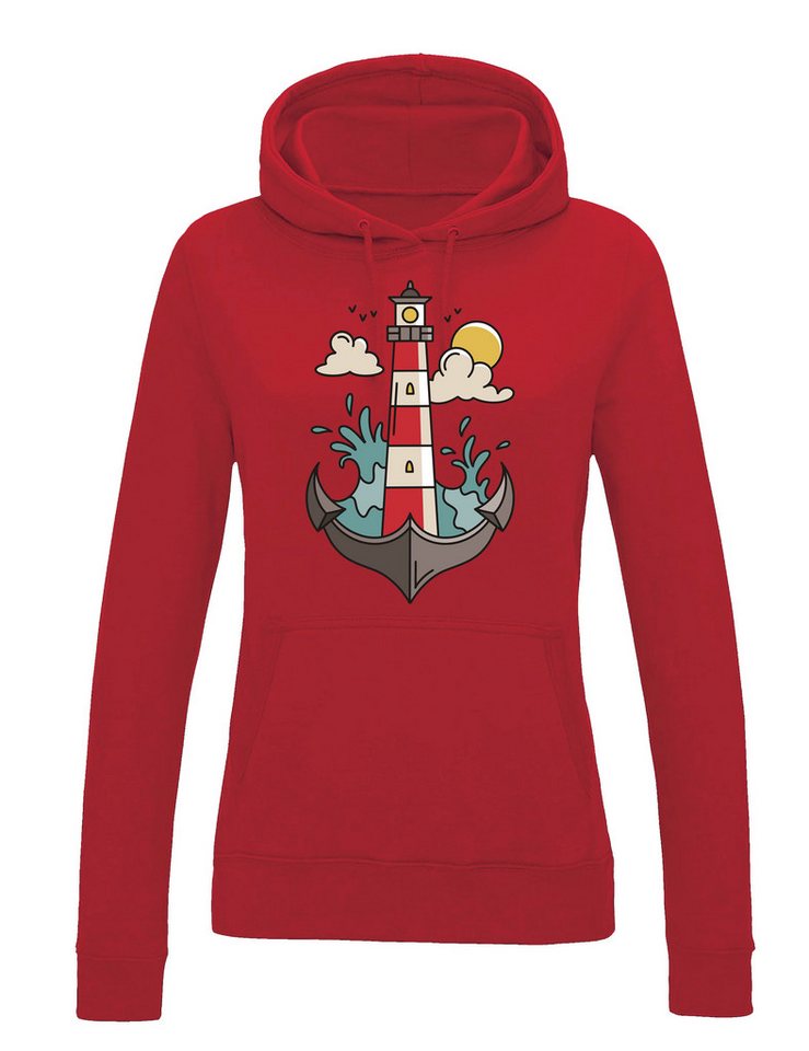 Youth Designz Kapuzenpullover Damen Hoodie Pullover "Anker Leuchtturm" lustig Statement Geschenk mit witzigen Fun-Print für Frauen als Geschenk von Youth Designz
