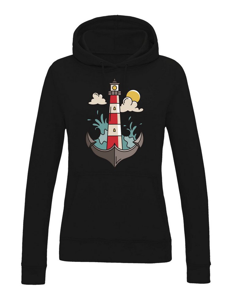 Youth Designz Kapuzenpullover Damen Hoodie Pullover "Anker Leuchtturm" lustig Statement Geschenk mit witzigen Fun-Print für Frauen als Geschenk von Youth Designz