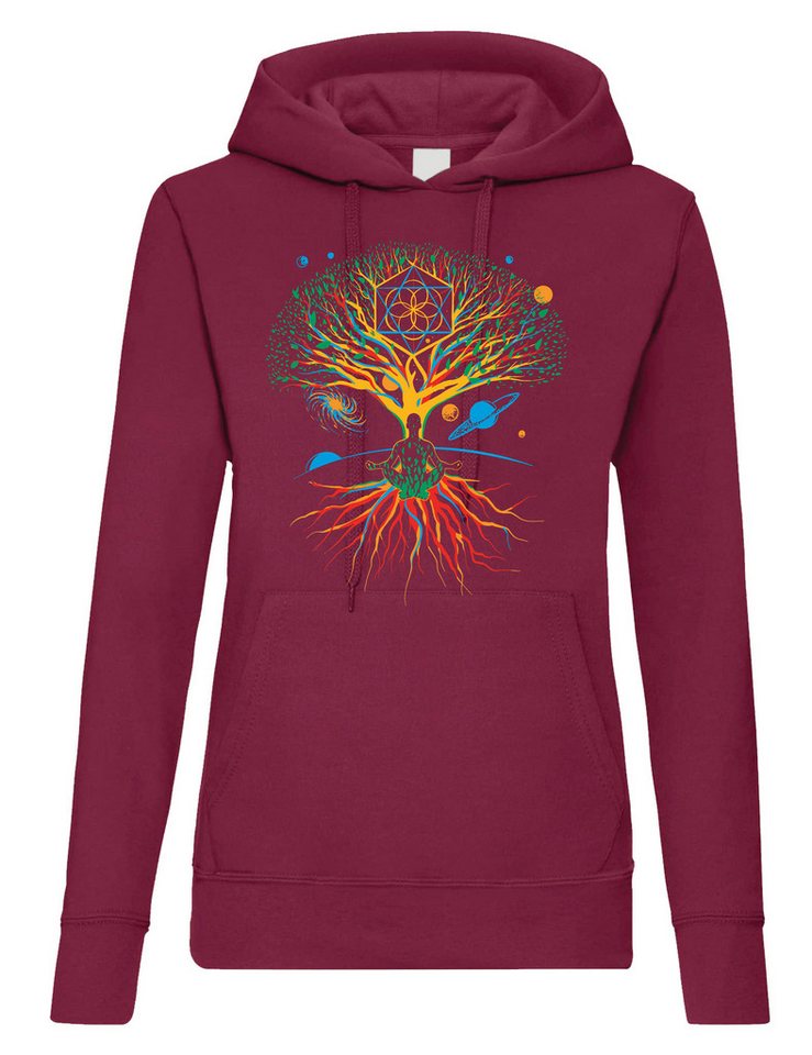 Youth Designz Kapuzenpullover Damen Hoodie Pullover "Bunter Baum" schöne Natur mit trendigem Frontprint von Youth Designz