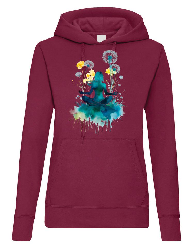 Youth Designz Kapuzenpullover Damen Hoodie Pullover "Yoga Frau" zum entspannen und erholen mit trendigem Frontprint von Youth Designz