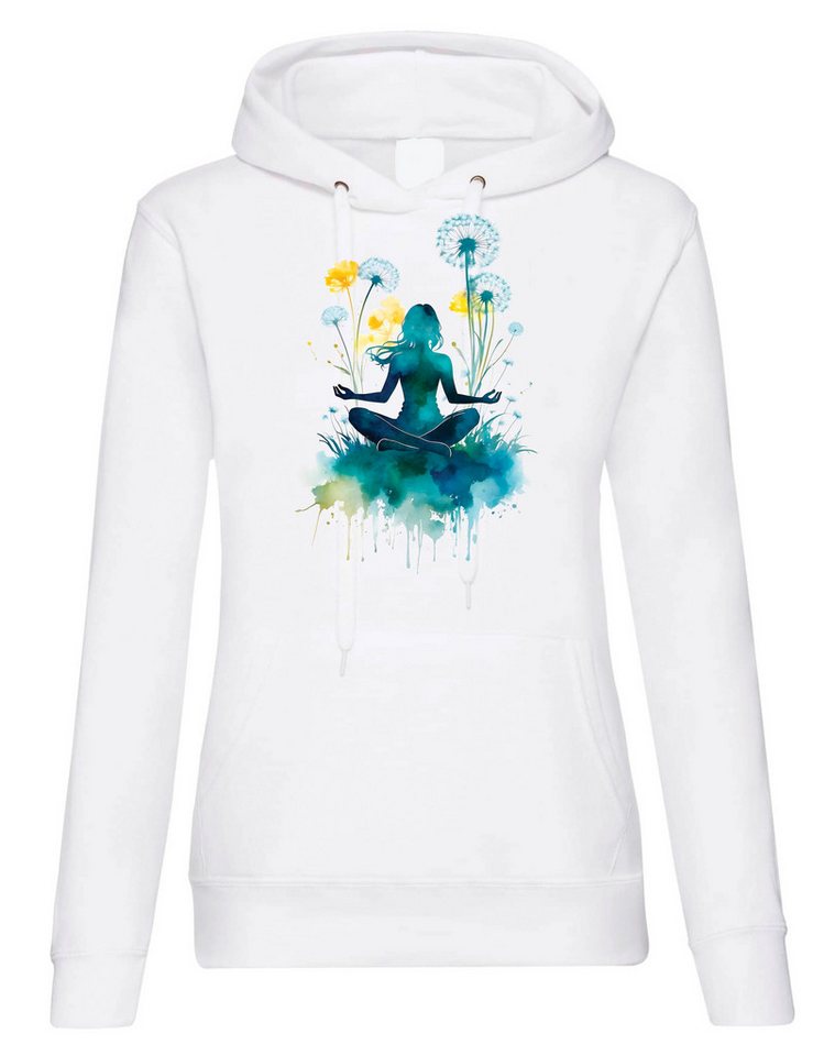 Youth Designz Kapuzenpullover Damen Hoodie Pullover "Yoga Frau" zum entspannen und erholen mit trendigem Frontprint von Youth Designz