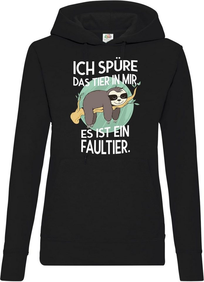 Youth Designz Kapuzenpullover Das Tier in mir Faultier Damen Hoodie Pullover Mit Lustigem Spruch und Logo Aufdruck von Youth Designz