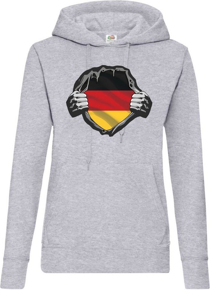 Youth Designz Kapuzenpullover Deutschland Herz Damen Hoodie Pullover mit Trendigem Patriot Frontdruck von Youth Designz
