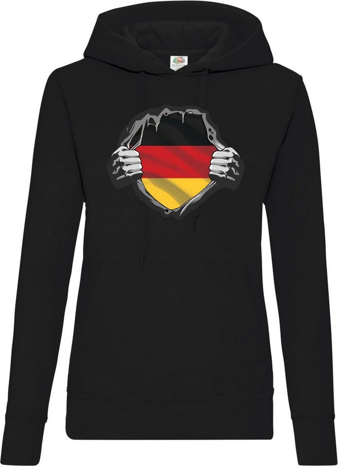 Youth Designz Kapuzenpullover Deutschland Herz Damen Hoodie Pullover mit Trendigem Patriot Frontdruck von Youth Designz