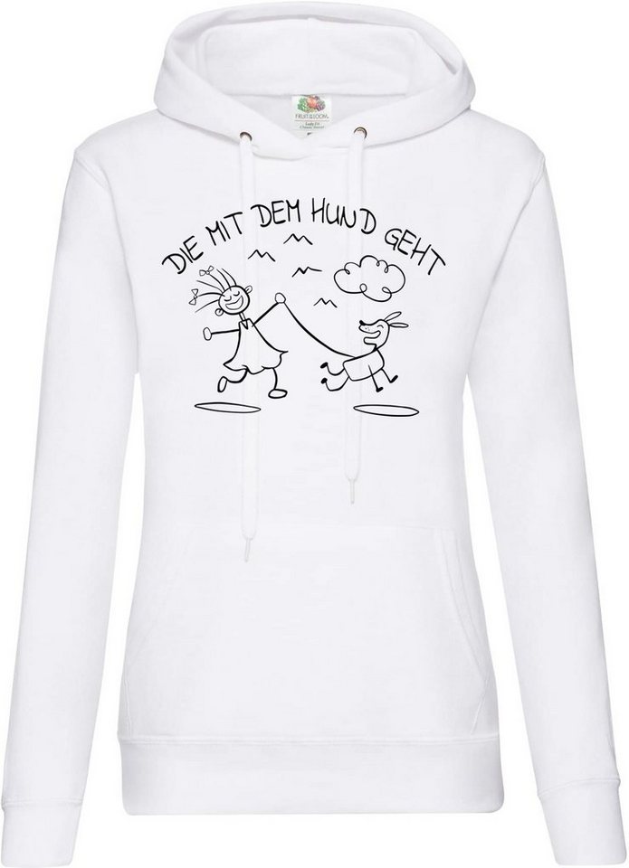 Youth Designz Kapuzenpullover Die Mit Dem Hund Geht Damen Hoodie Pullover mit trendigem Frontprint von Youth Designz