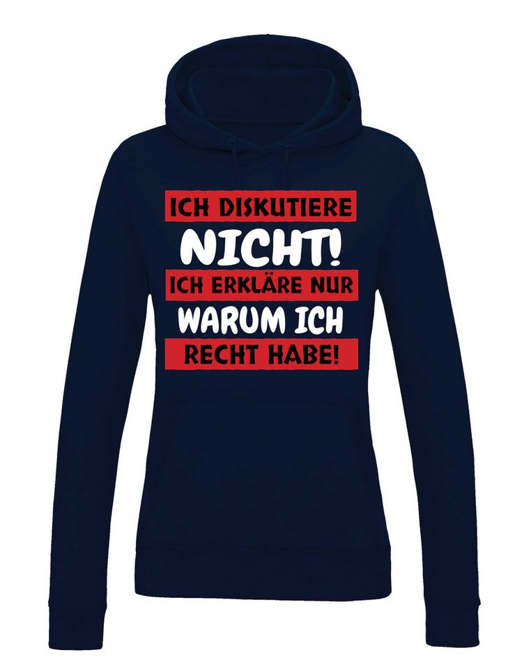 Youth Designz Kapuzenpullover "Ich diskutiere nicht" Damen Hoodie Pullover Print lustig Statement mit lustigem Spruch für Frau von Youth Designz