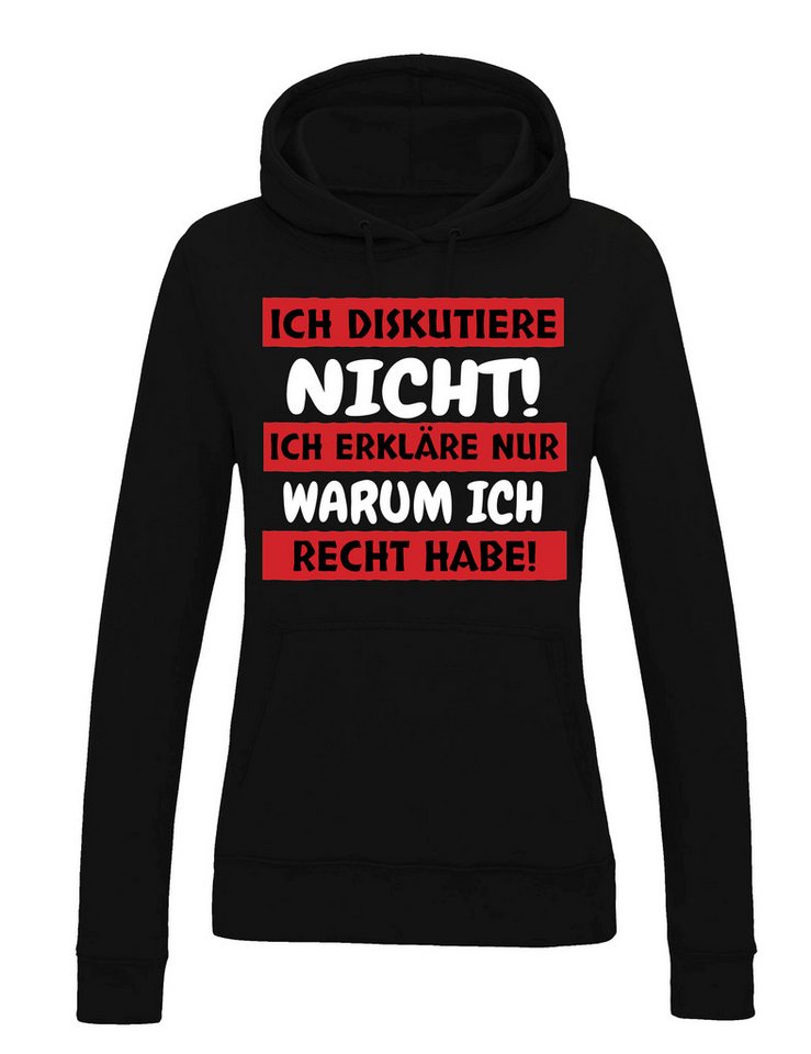 Youth Designz Kapuzenpullover "Ich diskutiere nicht" Damen Hoodie Pullover Print lustig Statement mit lustigem Spruch für Frau von Youth Designz