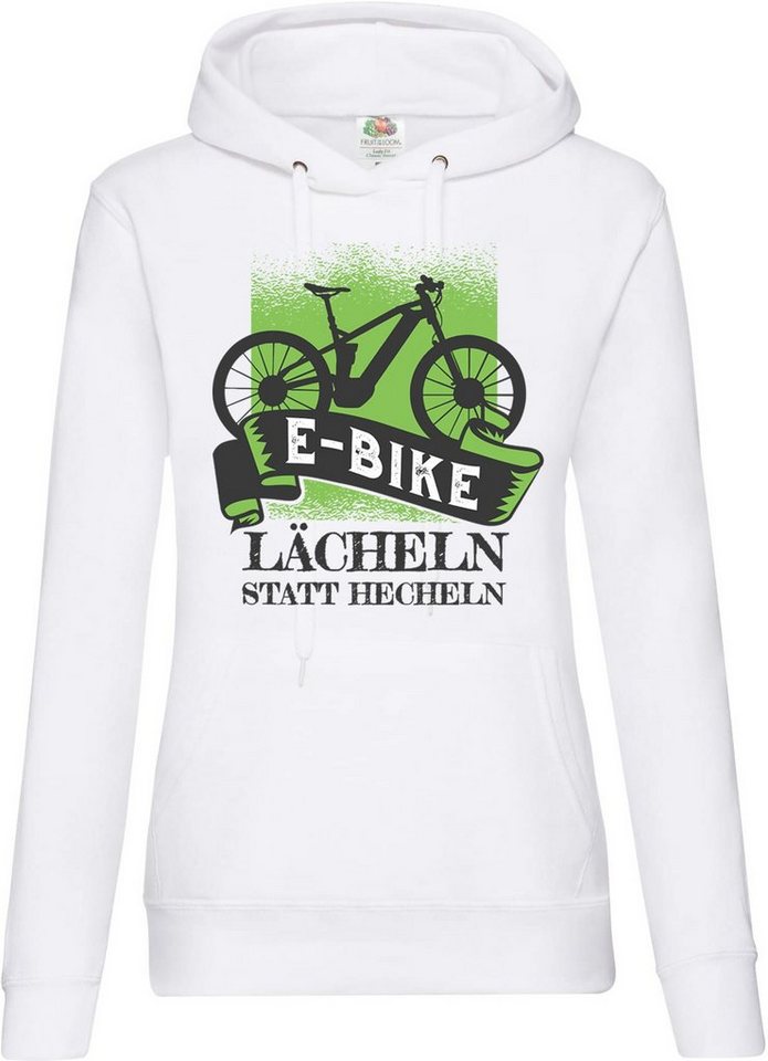 Youth Designz Kapuzenpullover E-Bike Lächeln Statt Hecheln Damen Hoodie Pullover mit Fahrrad Print Youth Designz Kapuzenpullover E-Bike Lächeln Statt Hecheln Damen Hoodie Pullover mit Fahrrad Print von Youth Designz