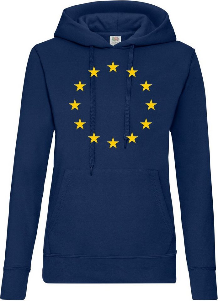 Youth Designz Kapuzenpullover EU Europa Flagge Damen Hoodie Pullover mit modischem Sterne Logo Print von Youth Designz