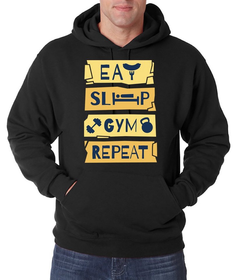 Youth Designz Kapuzenpullover Eat Sleep Gym Repeat Herren Hoodie Pullover mit Trendigem Fitness Frontdruck von Youth Designz