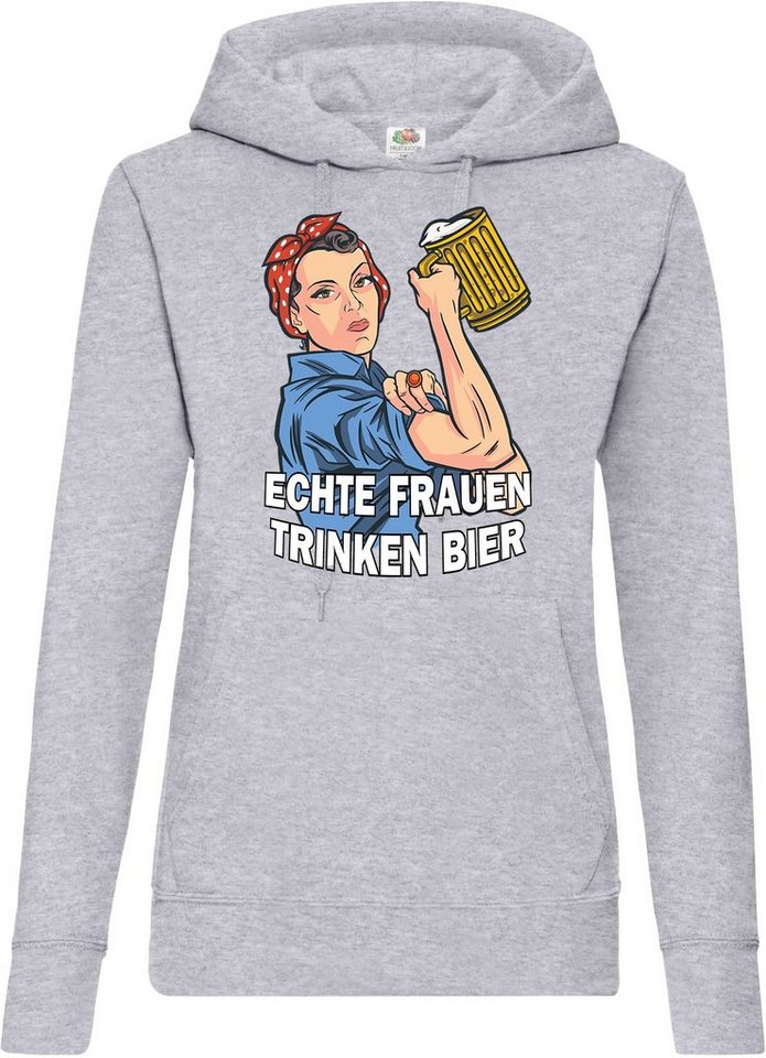 Youth Designz Kapuzenpullover Echte Frauen Trinken Bier Damen Hoodie Pullover mit lustigem Vintage Frontprint von Youth Designz