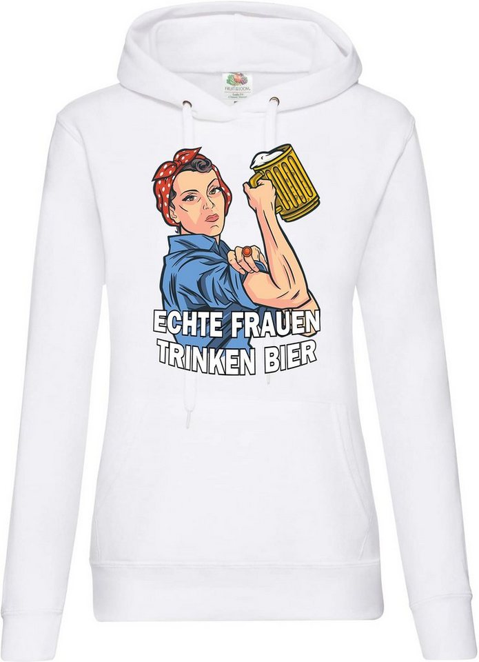 Youth Designz Kapuzenpullover Echte Frauen Trinken Bier Damen Hoodie Pullover mit lustigem Vintage Frontprint von Youth Designz