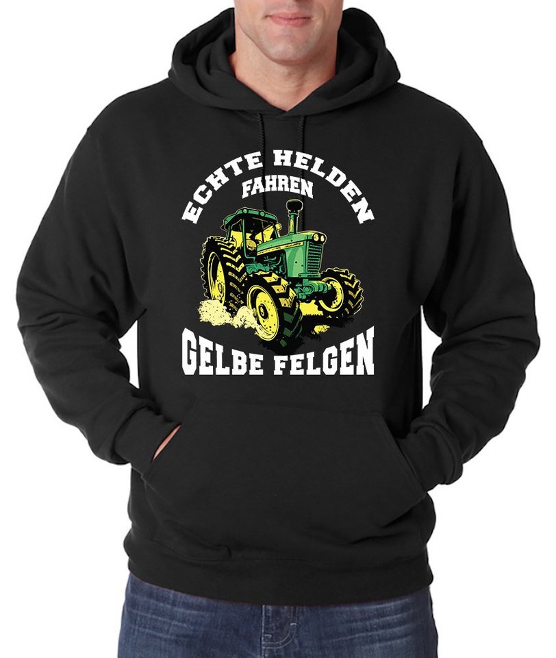 Youth Designz Kapuzenpullover "Echte Helden, Fahren Gelbe Felgen" Herren Hoodie Pullover mit trendigem Frontprint von Youth Designz