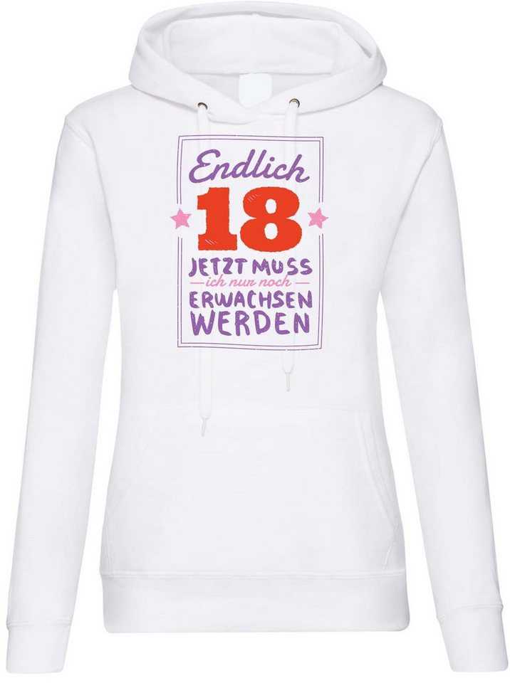 Youth Designz Kapuzenpullover Endlich 18 Damen Hoodie Pullover mit trendigem Frontprint Youth Designz Kapuzenpullover Endlich 18 Damen Hoodie Pullover mit trendigem Frontprint von Youth Designz