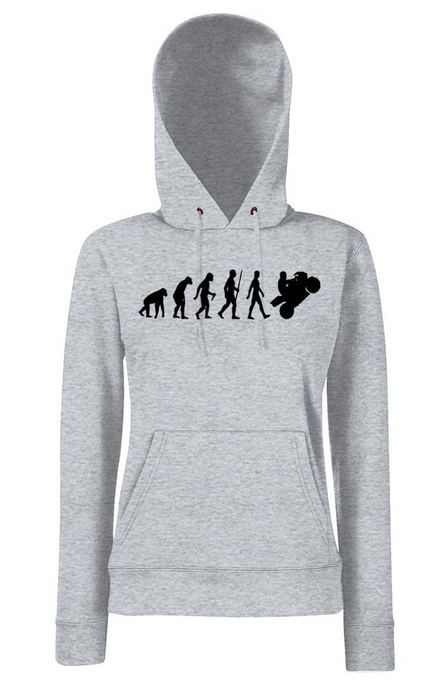 Youth Designz Kapuzenpullover Evolution Motorrad Damen Hoodie Pullover mit trendigem Biker Frontprint von Youth Designz