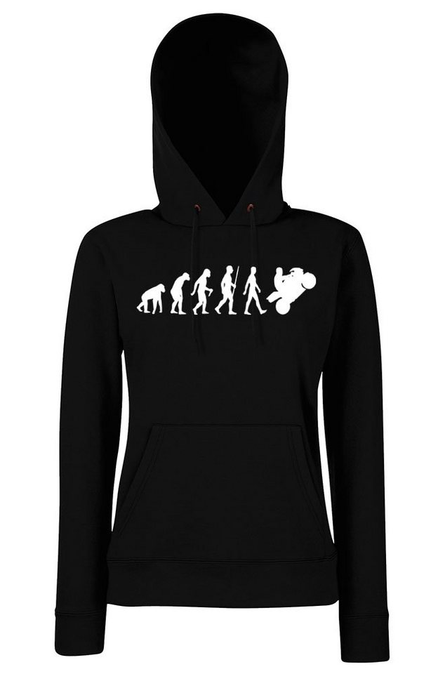 Youth Designz Kapuzenpullover Evolution Motorrad Damen Hoodie Pullover mit trendigem Biker Frontprint von Youth Designz