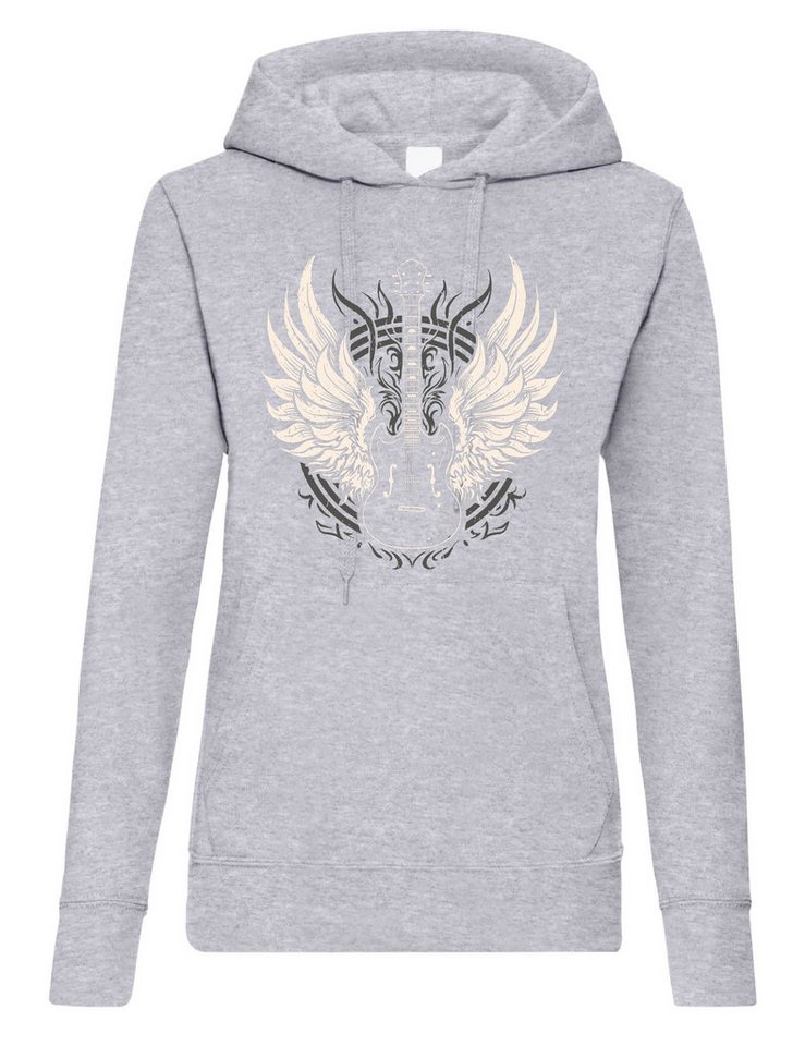 Youth Designz Kapuzenpullover Flügel Gitarre Damen Hoodie Pullover mit lustigem Print von Youth Designz