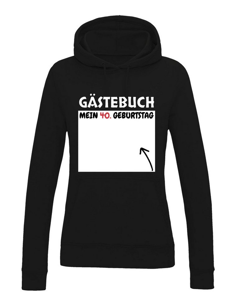 Youth Designz Kapuzenpullover Gästebuch 40. Geburtstag Damen Hoodie cooler Aufdruck Geschenk mit lustigem Frontprint für Frauen von Youth Designz