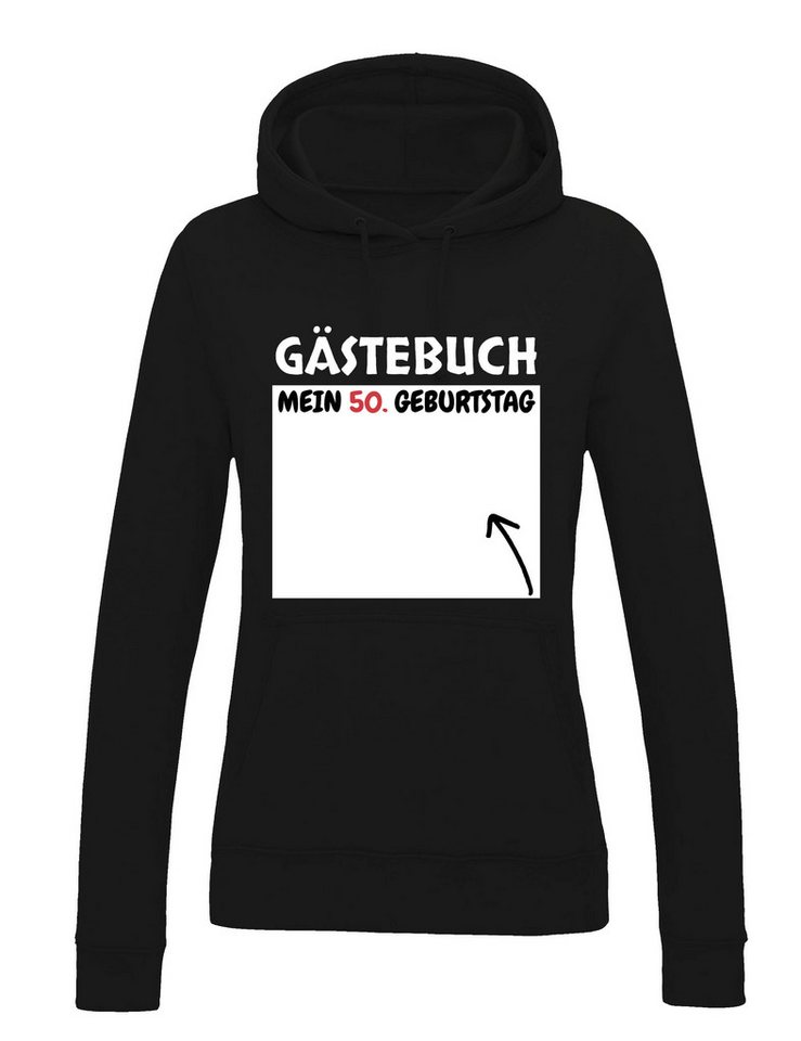 Youth Designz Kapuzenpullover Gästebuch 50. Geburtstag Damen Hoodie cooler Aufdruck Geschenk mit lustigem Frontprint für Frauen von Youth Designz