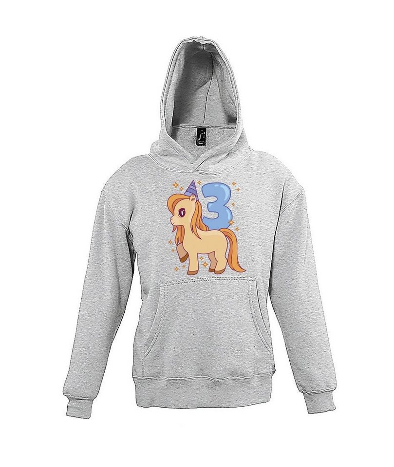 Youth Designz Kapuzenpullover Geburtstag Pony 3 Kinder Hoodie mit lustigem Frontprint von Youth Designz