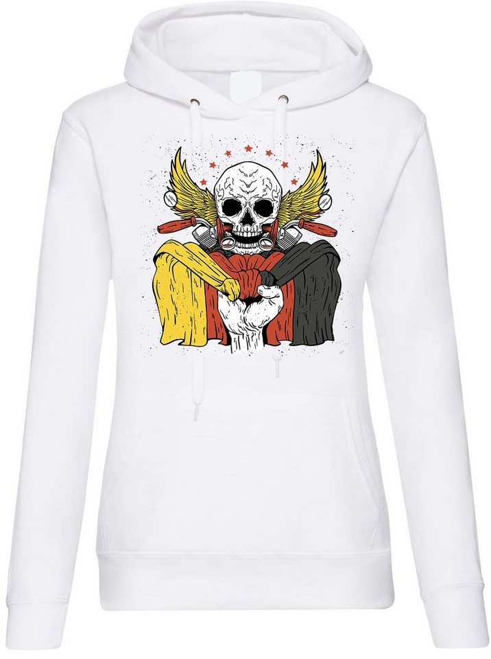 Youth Designz Kapuzenpullover German Biker Skull Damen Hoodie mit lustigem Logo Aufdruck von Youth Designz