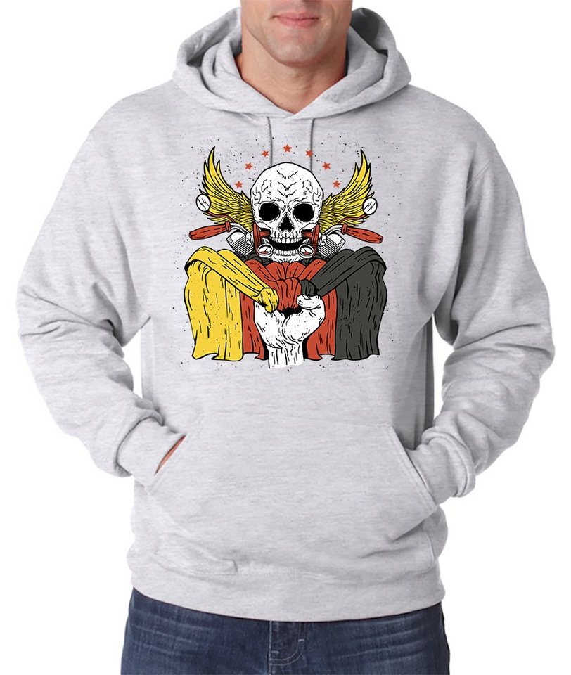 Youth Designz Kapuzenpullover German Biker Skull Herren Hoodie Pullover mit lustigem Logo Aufdruck von Youth Designz