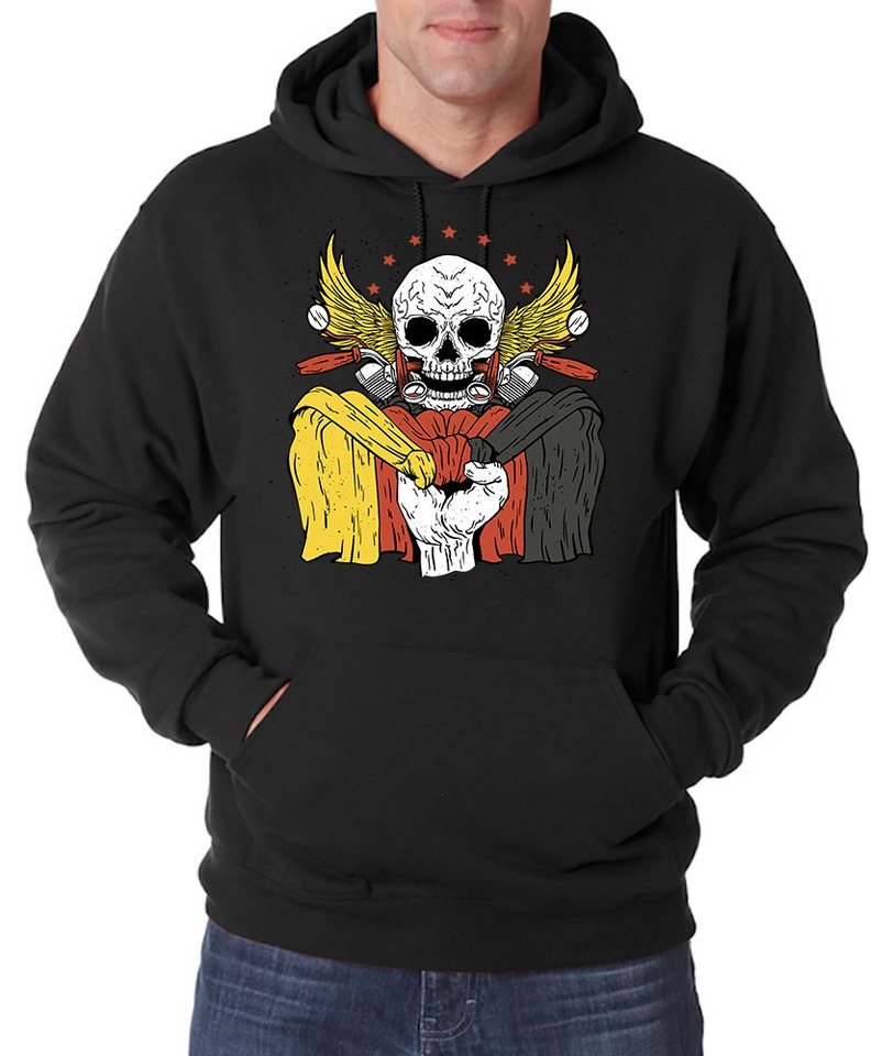 Youth Designz Kapuzenpullover German Biker Skull Herren Hoodie Pullover mit lustigem Logo Aufdruck von Youth Designz