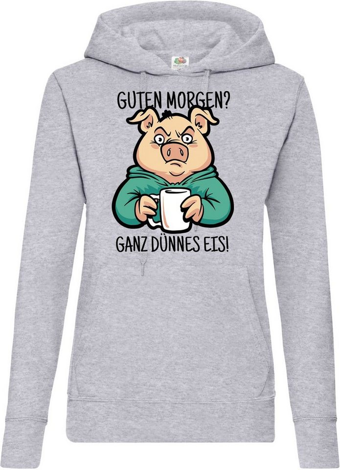 Youth Designz Kapuzenpullover "Guten Morgen? Ganz Dünnes Eis" Damen Hoodie Pullover mit lustigem Frontprint von Youth Designz