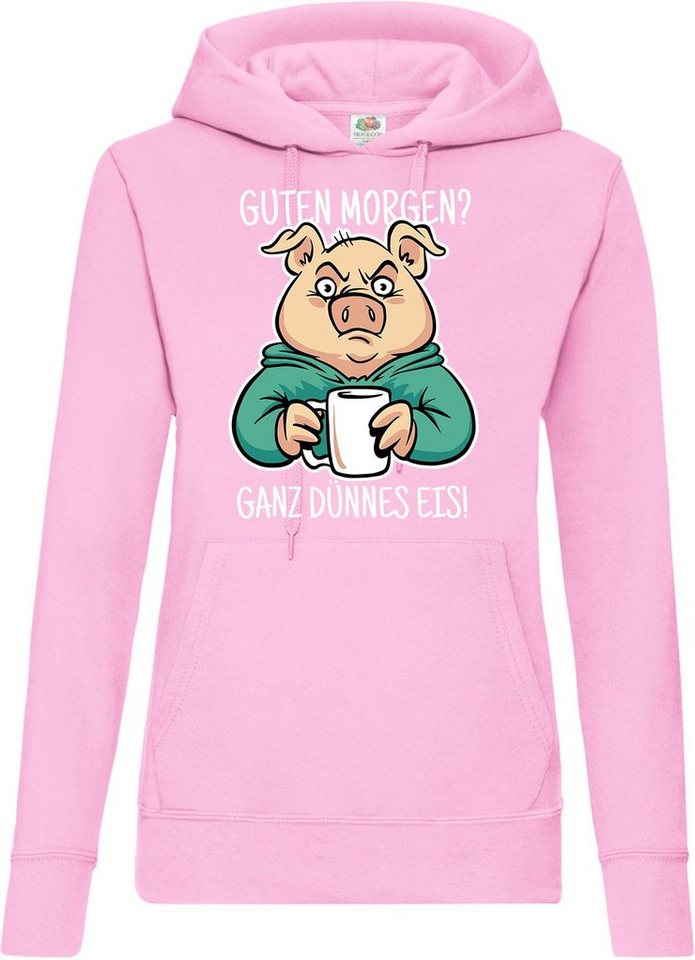 Youth Designz Kapuzenpullover "Guten Morgen? Ganz Dünnes Eis" Damen Hoodie Pullover mit lustigem Frontprint von Youth Designz