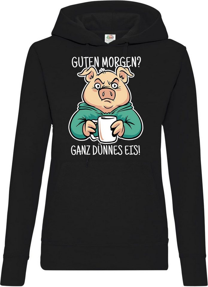 Youth Designz Kapuzenpullover Guten Morgen? Ganz Dünnes Eis" Damen Hoodie Pullover mit lustigem Frontprint" von Youth Designz