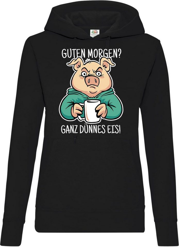 Youth Designz Kapuzenpullover "Guten Morgen? Ganz Dünnes Eis" Damen Hoodie Pullover mit lustigem Frontprint von Youth Designz