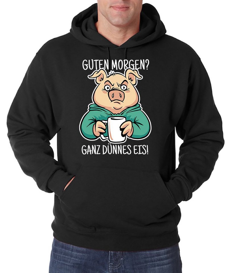 Youth Designz Kapuzenpullover "Guten Morgen? Ganz Dünnes Eis!" Herren Hoodie Pullover mit trendigem Frontprint von Youth Designz