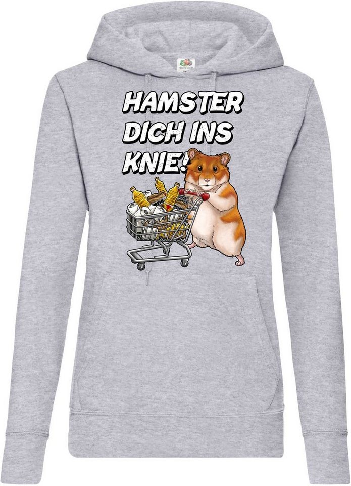 Youth Designz Kapuzenpullover HAMSTER DICH INS KNIE Damen Hoodie Pullover mit lustigem Hamster Frontprint von Youth Designz