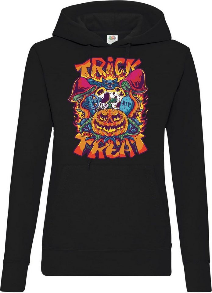 Youth Designz Kapuzenpullover Halloween Damen Hoodie Horror Trick or Treat Pilz Fun-Look Pullover mit Trendigem Frontdruck von Youth Designz