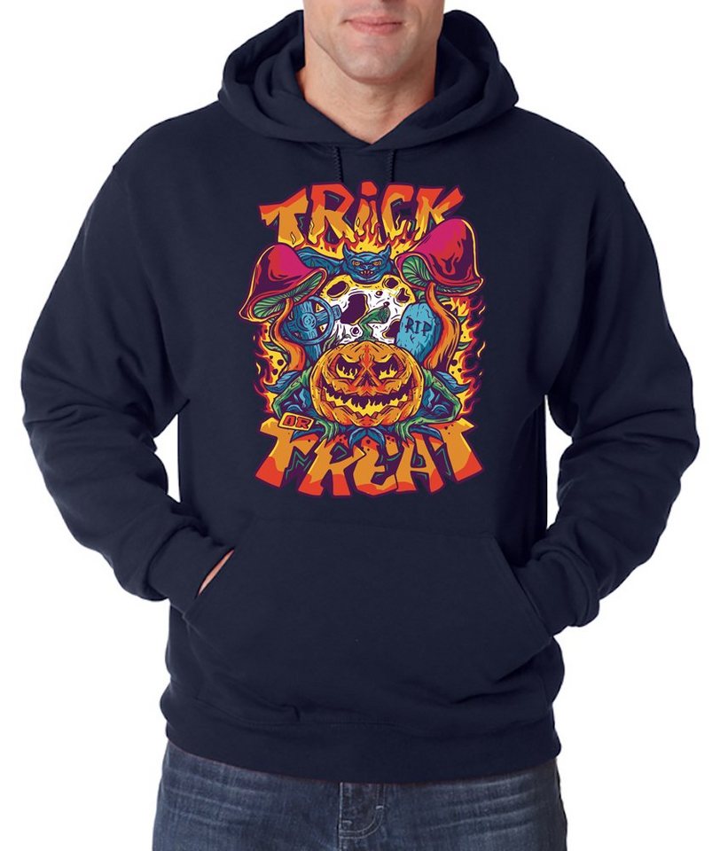 Youth Designz Kapuzenpullover Halloween Herren Hoodie Horror Pullover Trick or Treat Pilz Fun-Look mit Trendigem Frontdruck von Youth Designz