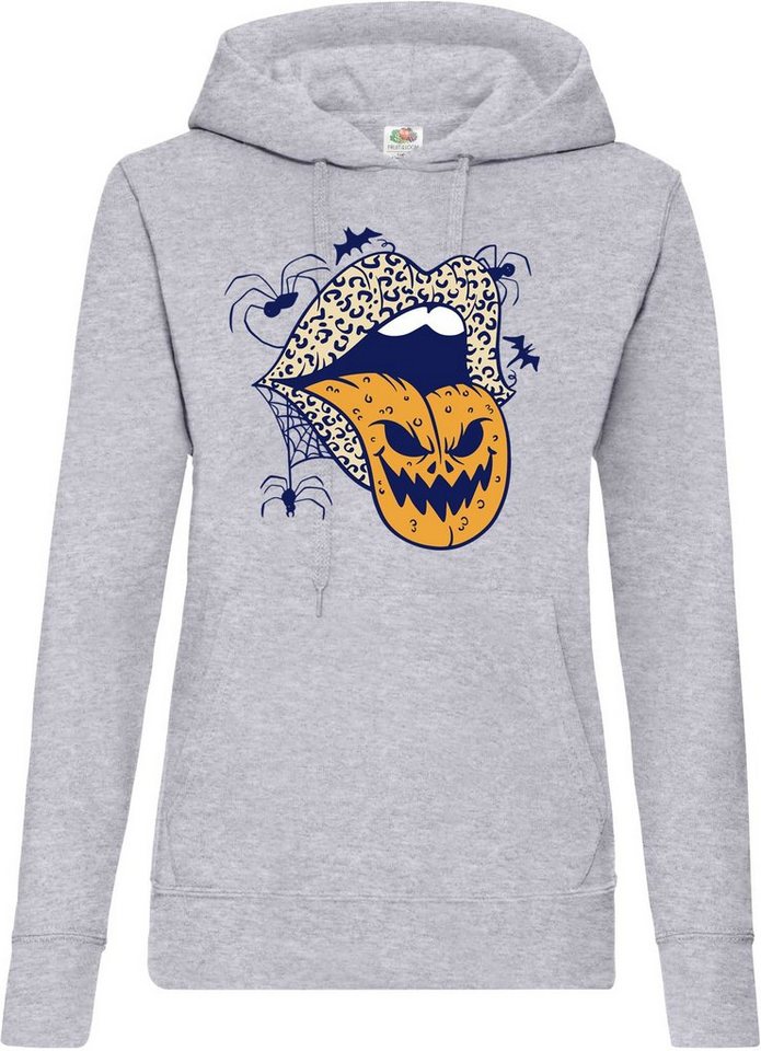 Youth Designz Kapuzenpullover Halloween Lippen Damen Hoodie Horror Logo im Fun-Look mit Trendigem Frontdruck von Youth Designz