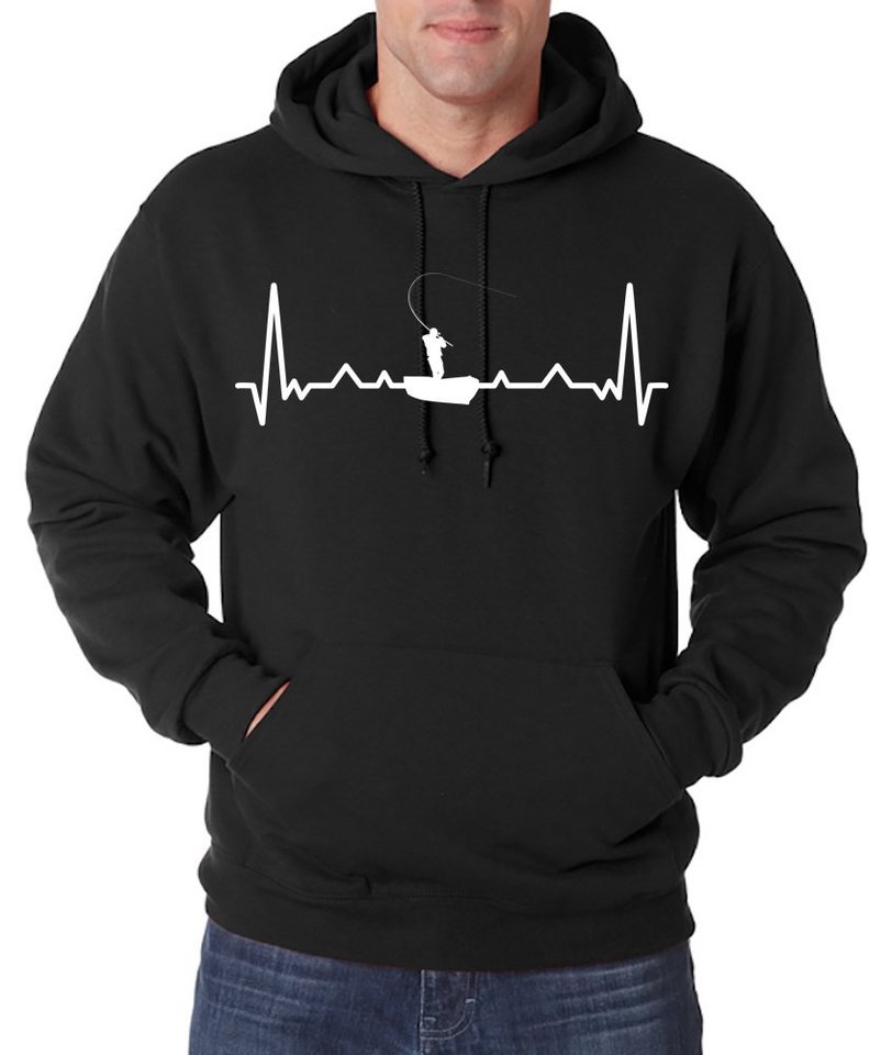 Youth Designz Kapuzenpullover Heartbeat Angeln Herren Hoodie Pullover mit Trendigem Angler Frontdruck von Youth Designz