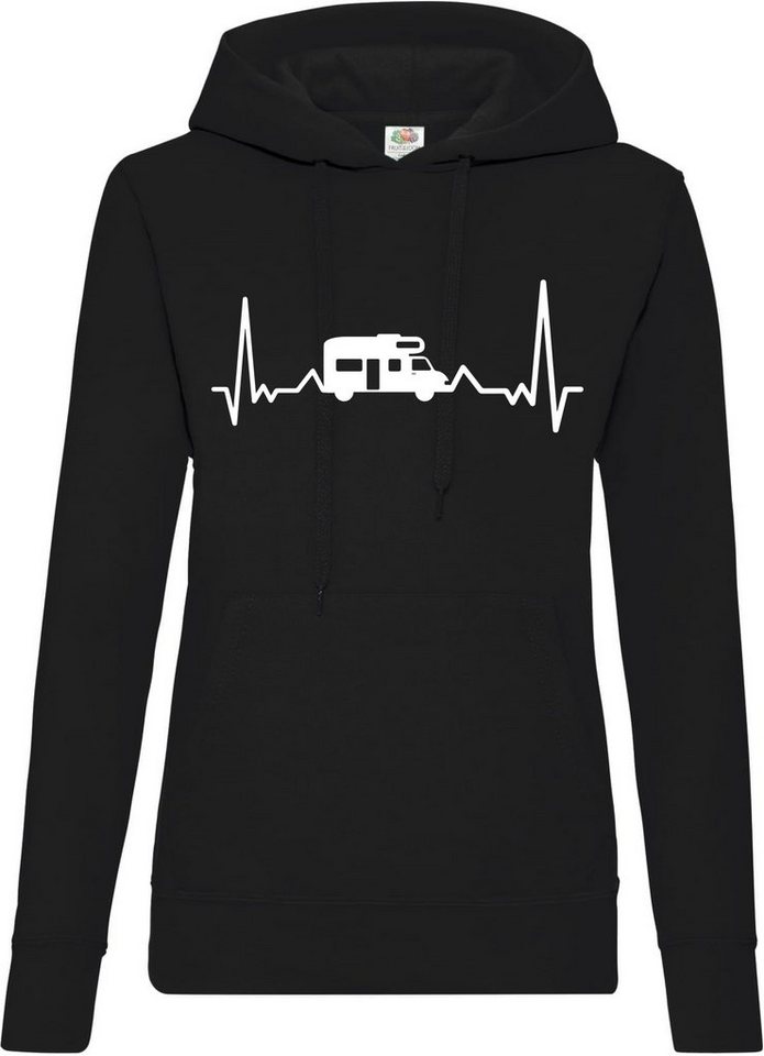 Youth Designz Kapuzenpullover Heartbeat Camping Damen Hoodie Pullover mit Trendigem Camper Frontdruck von Youth Designz