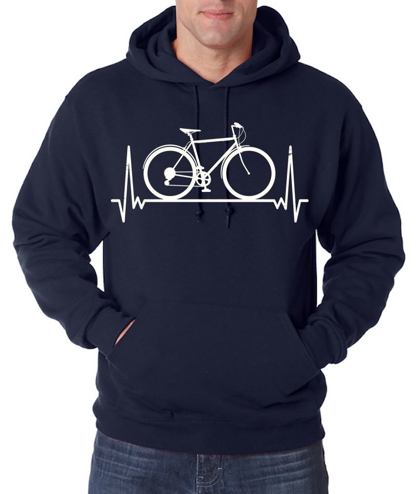 Youth Designz Kapuzenpullover Heartbeat Fahrrad Herren Hoodie Pullover mit Trendigem Fahrrad Frontdruck von Youth Designz