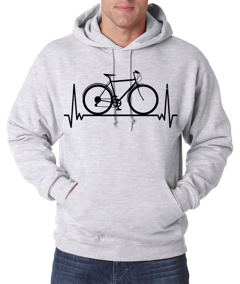 Youth Designz Kapuzenpullover Heartbeat Fahrrad Herren Hoodie Pullover mit Trendigem Fahrrad Frontdruck von Youth Designz