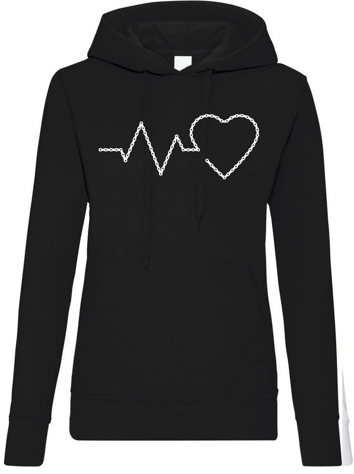 Youth Designz Kapuzenpullover Heartbeat Fahrradkette Damen Hoodie Pullover mit trendigem Frontprint von Youth Designz