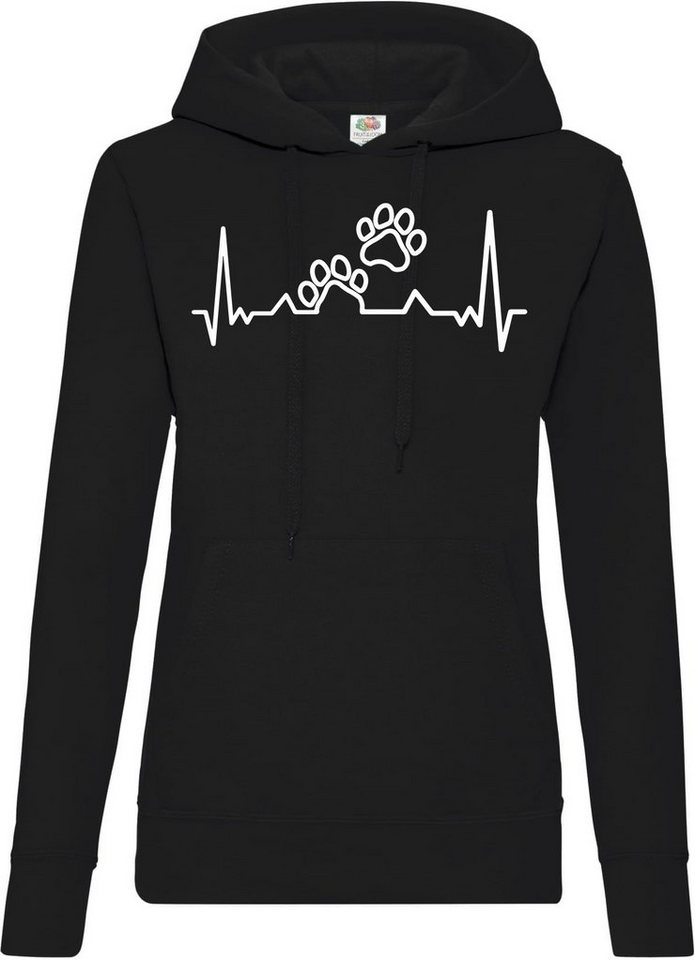 Youth Designz Kapuzenpullover Heartbeat Hunde Pfoten Damen Hoodie Pullover mit trendigem Frontprint von Youth Designz