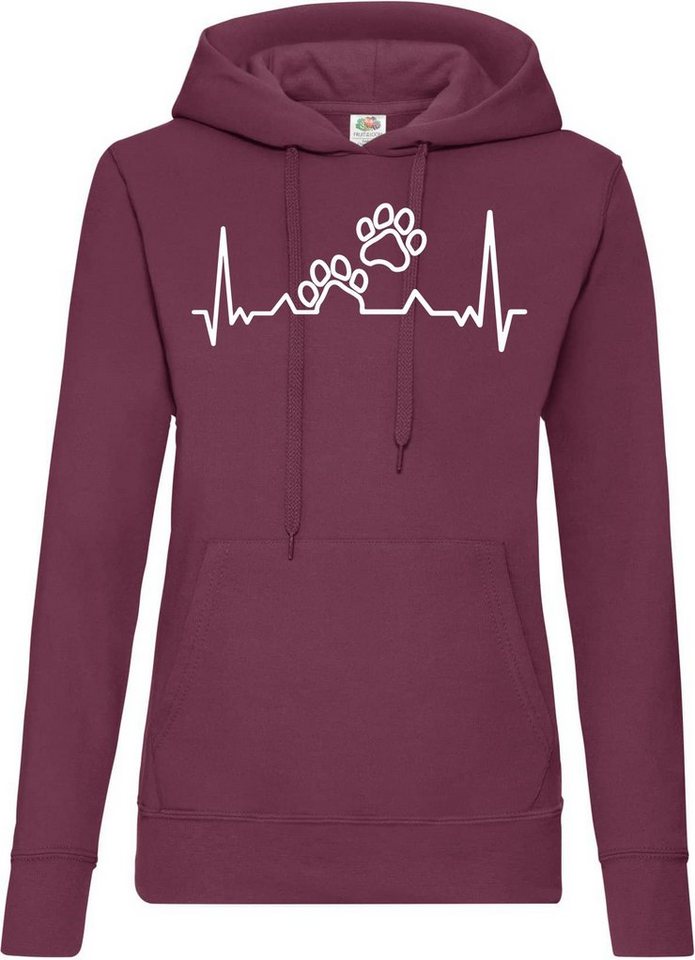Youth Designz Kapuzenpullover Heartbeat Hunde Pfoten Damen Hoodie Pullover mit trendigem Frontprint von Youth Designz