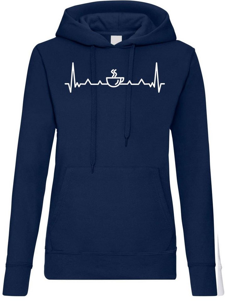 Youth Designz Kapuzenpullover Heartbeat Kaffee Damen Hoodie Pullover mit trendigem Frontprint von Youth Designz