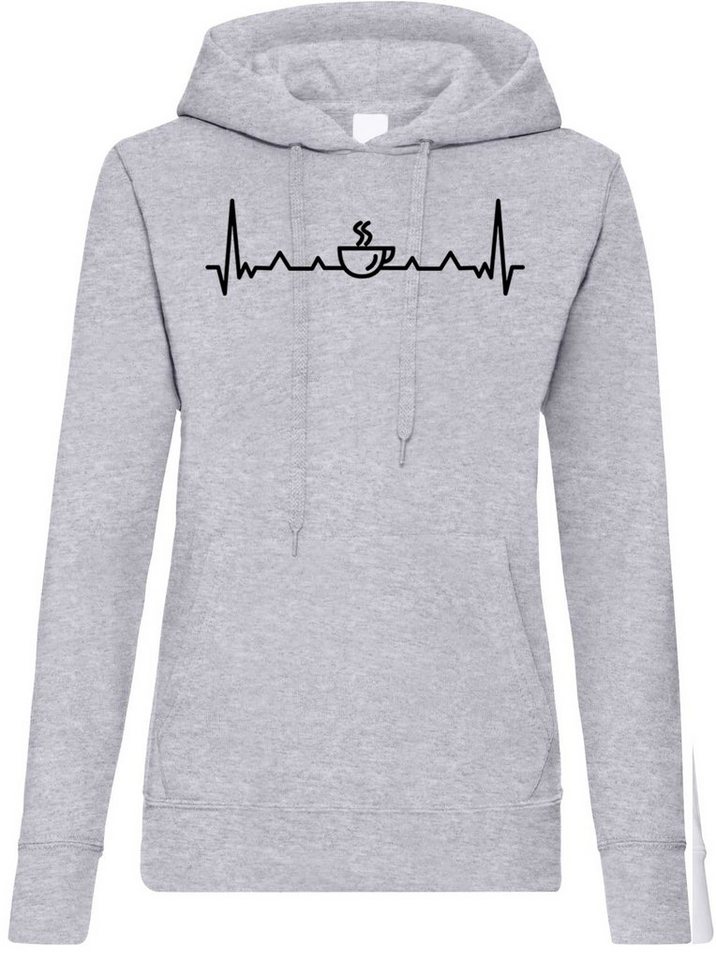 Youth Designz Kapuzenpullover Heartbeat Kaffee Damen Hoodie Pullover mit trendigem Frontprint von Youth Designz