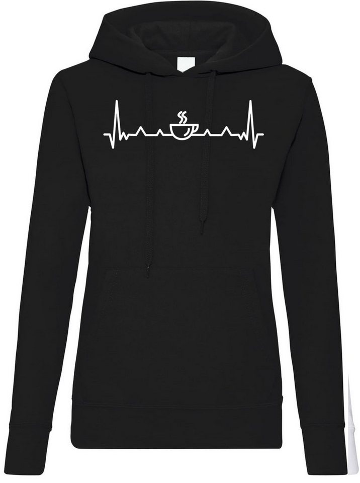 Youth Designz Kapuzenpullover Heartbeat Kaffee Damen Hoodie Pullover mit trendigem Frontprint von Youth Designz